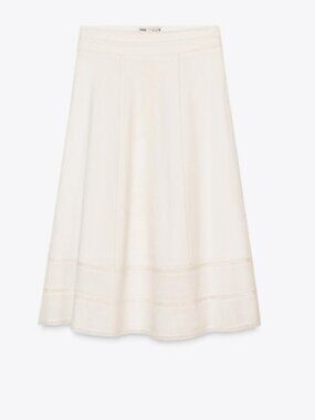 ZW Collection Embroidered Midi Skirt — Ecru